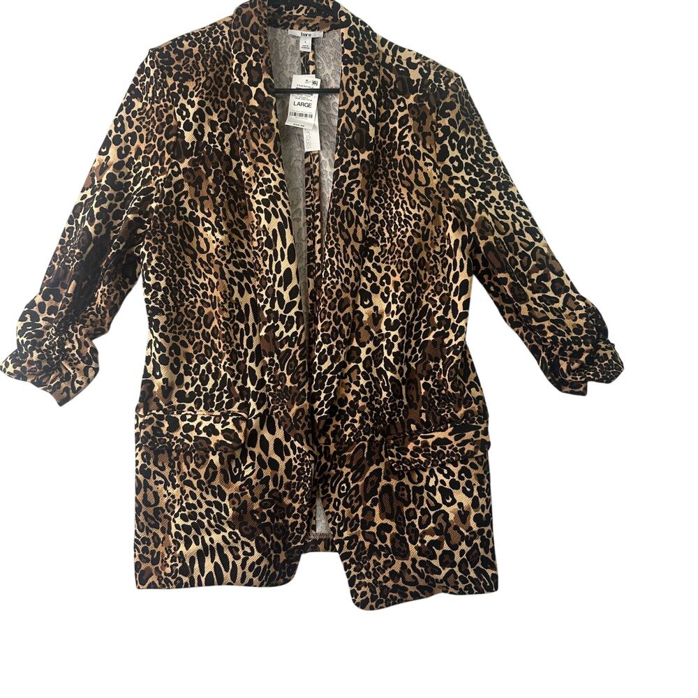 Bar III Women’s Animal Print Boyfriend Blazer Jacket - Size Large - NWT - Picture 3 of 11